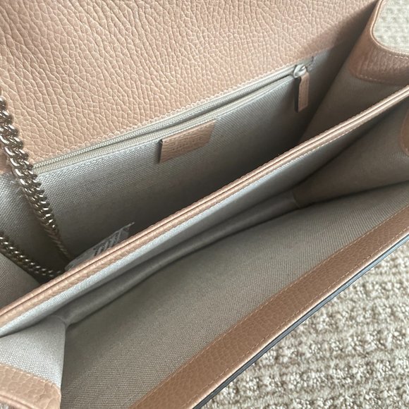 NEW 100% Authentic Gucci Calfskin Interlocking G Crossbody Shoulder Bag in Beige - Picture 5 of 8